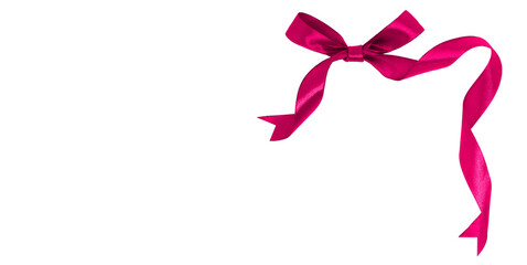 viva magenta ribbon with bow isolated on transparent and white background, png image