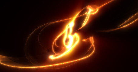 Poster - abstract waves of yellow energy magic smoke and glowing lines on a black background