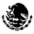 Mexican flag emblem Black silhouette. Mexican coat arms with eagle. Vector illustration