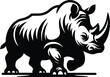 Charging Rhinoceros In Minimalism Vector Logo Art