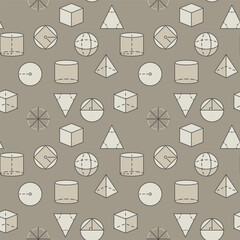 Wall Mural - Geometric Shapes creative seamless pattern. School Geometry vector colored background