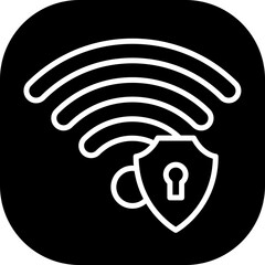 Wall Mural - Wifi security security icon with black filled line outline style. security, technology, wifi, internet, network, digital, safety. Vector Illustration