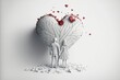 AI generated illustration of a couple standing next to a heart on a white background - love concept