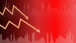 © Maule - financial crisis down with red arrow economy business graph on money crash market background. bankruptcy decrease bad finance chart diagram or loss investment economic recession.