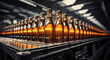 Glass bottle automatic production workshop,Bottling Plant,Automated and mechanised beer bottling plant,sunlight.