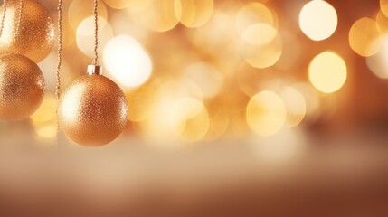 Poster - Christmas background with blur golden lights