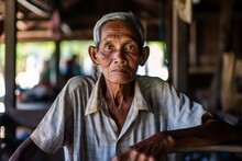 Old Man In The Village Of Mae Salong North Of Chiang Rai Province In North Thailand.