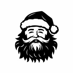 Wall Mural - Santa Claus black icon on white background. Santa Claus silhouette