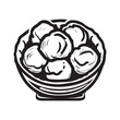 hand drawn illustration of indonesian meatball served on the bowl