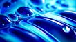 Close up of blue liquid with drop of water on top of it.