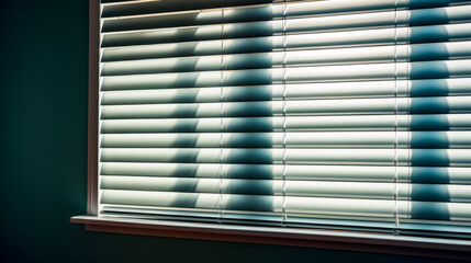 Sticker - The shadow of person standing in front of window covered in blinds.