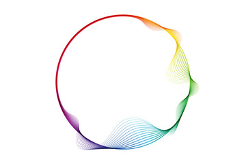 Aufkleber - Vector abstract circles lines wavy in round frame colorful spectrum gradient isolated on transparent background with empty space for text