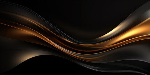 Aufkleber - Abstract black and gold wavy smooth lines background. High quality photo