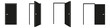 © Bogdan - Door icons set. Open, close and ajar door. Doors collection. Opened entrance door set flat style.