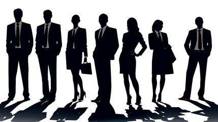 Wall Mural - Group of business people standing next to each other in front of white background.