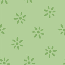 Green seamless pattern with green flowers