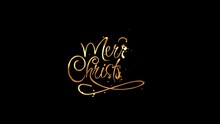 Merry Christmas Handwritten Animated Text In Gold Color, Lettering With Alpha Or Transparent Background, For Banner, Social Media Feed Wallpaper Stories Sale