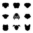 Cute dog cartoon head silhouette design in black and white