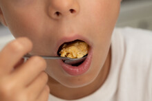 Child Mouth Close Up Eating Egg