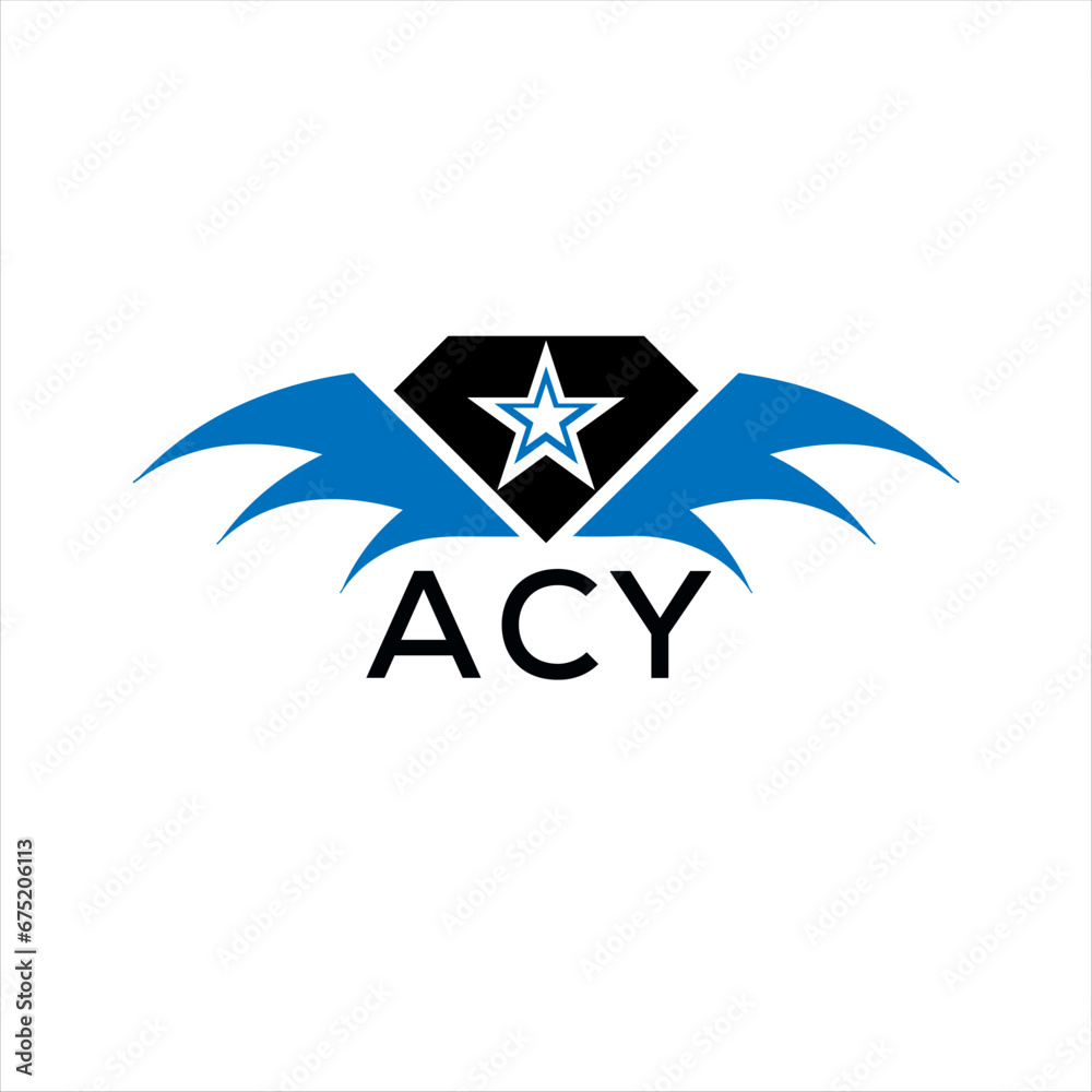 ACY letter logo. technology icon blue image on white background. ACY ...