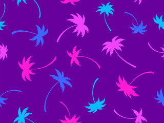 Wall Mural - colorful palm trees seamless pattern. summer time, wallpaper with tropical palm trees pattern, pink 