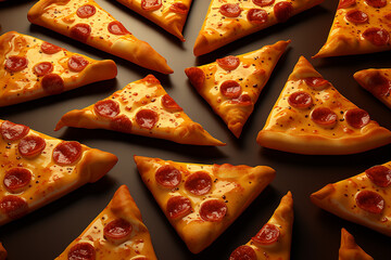 Wall Mural -  seamless background pattern with yummy pizza slices 