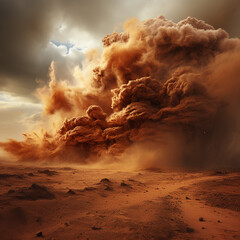 Wall Mural - A photograph of a swirling dust storm on Mars, showcasing the planet's dynamic weather patterns and their potential impact on future missions.  