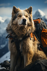 Aufkleber - A photograph of a snow husky gazing at an adventurer with unwavering loyalty, capturing the essence of their role as trusted companions in the harshest environments.  
