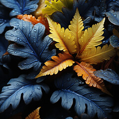Leinwandbilder -  A capture of frost patterns adorning the fronds of ferns, creating a mesmerizing contrast of delicate patterns and rugged leaves. 