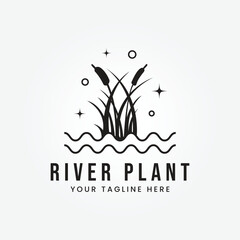 Wall Mural - river plant silhouette logo vector illustration design