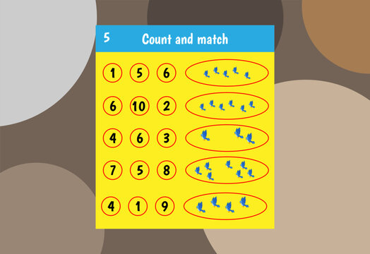 Basic math addition for kids. An educational worksheet for kids.  number counts.Vector design Free Vector.
