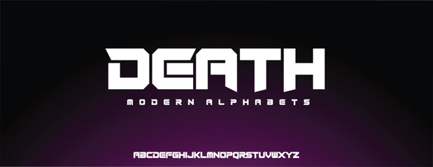 Wall Mural - DEATH Abstract sport modern alphabet fonts. Typography technology electronic sport digital game music future creative font. vector illustration