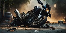 Road Accident With A Motorcycle On The Road