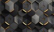 © Visual Odyssey - Abstract geometric seamless pattern in black color. Hexagon tiles with relief materials. 3D render, Generative AI