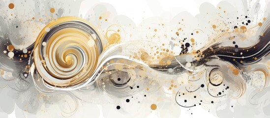 Poster - The abstract business banner featured an intricate gold pattern with an artful illustration against a light and textured white background adding a touch of elegance to the party decor on th