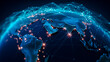 © EUGINE - worldwide network connection technology, digital art. world map and binary