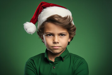 Generative AI portrait of small funny child wearing carnival x-mas costume over background