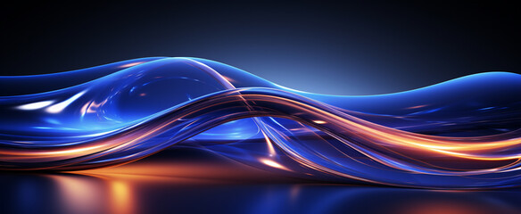 Abstract glow blue wave light effect background 3d render_