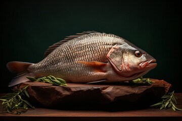 Uncooked fish on a kitchen table, ready to cook