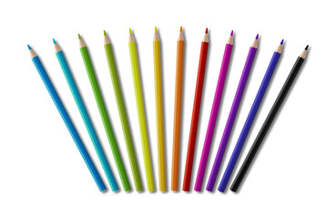 Poster - Set of color wooden pencil collection on white background