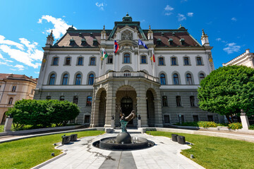 Wall Mural - Ljubljana, Slovenia - June 27, 2023: University building in Ljubljana