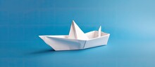 The White Origami Boat Expertly Crafted By Hand Sailed Across The Paper Sea As A Miniature Ship Embodying The Concept Of Travel And Adventure Captivating The Imaginations Of Kids With Its Is