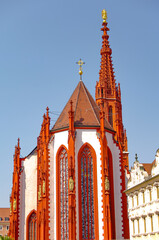 Wall Mural - Würzburg, Bavaria, Germany. Maria Chappel, Gothic church at the Market square. Historical downtown, old town and city center