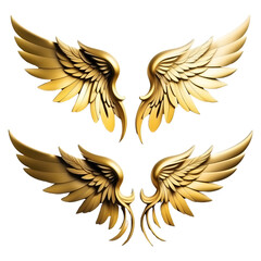 Gold Wings Isolated on Transparent Background