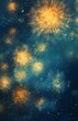 © IgnacioJulian - fireworks and sparks on blue background, dark teal and light amber, light silver and beige, light silver