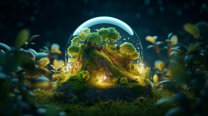 Wall Mural - Earth Day Turn off the lights 30th March 3D cartoon Generative AI