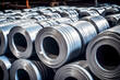 Rolls of aluminum metal fittings. Heavy industry products.
