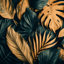 Seamless Abstract Yellow Green Leaves For Tropical Background