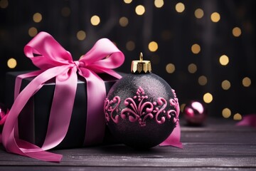 black and pink christmas tree decoration copy scape