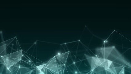 Technology network connection artificial intelligence. Abstract business design. Futuristic green grid neural networks. Motion big data on space. Virtual cyber security background. 3D rendering.